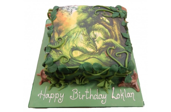 Dragon with Leaves Cake